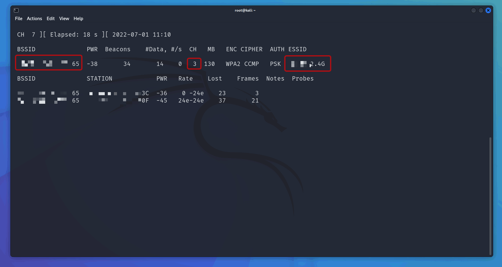 airodump-ng wlan0mon